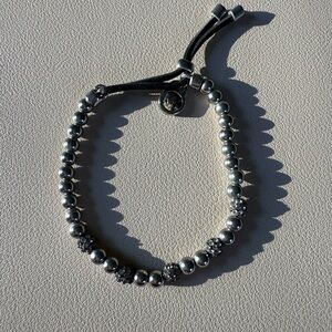 Silver Michael Kors Beaded Bracelet with Black Cord